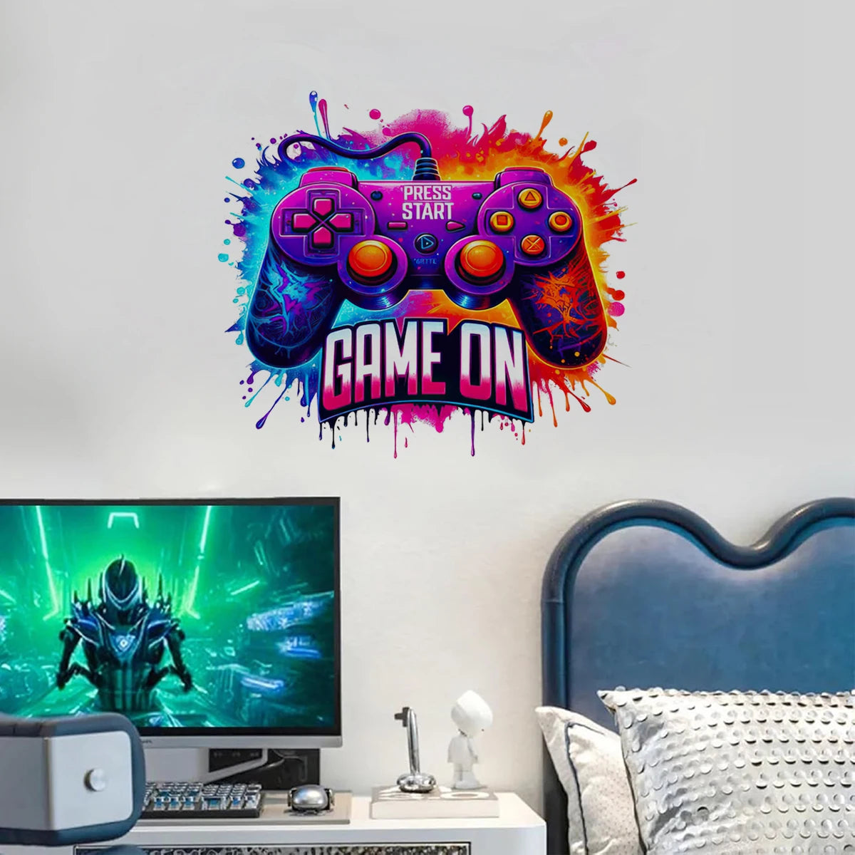 Graffiti Video Game Joystick Wall Decal Playroom Gaming Zone Xbox Gamer Wall Sticker Bedroom Vinyl Home Decor
