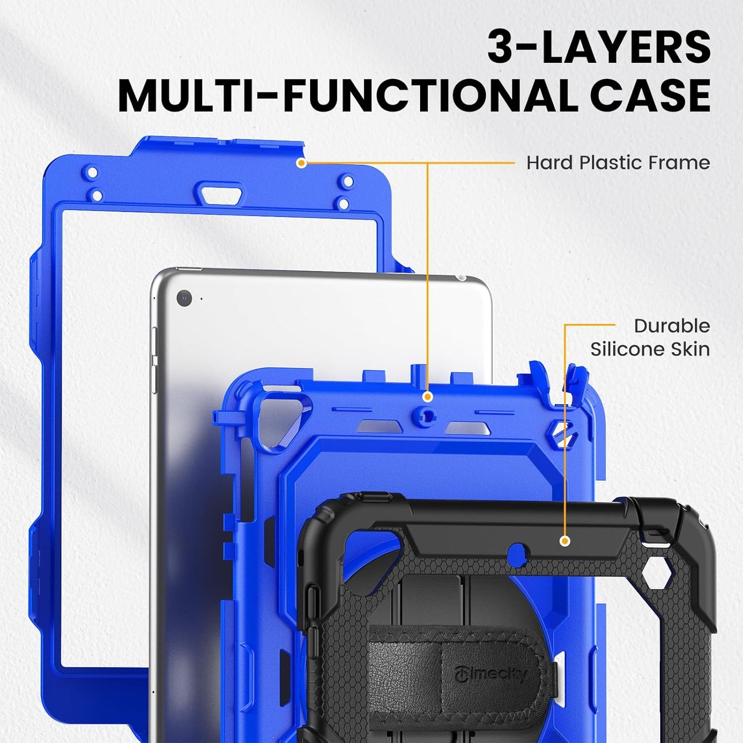 Case for Ipad Mini 4, for Ipad Mini 5Th Generation Case, Heavy Duty Case with Screen Stand Hand Strap Shoulder Strap Pencil Holder for Ipad Mini 5/ Mini 4 7.9 Inch- Dark Blue